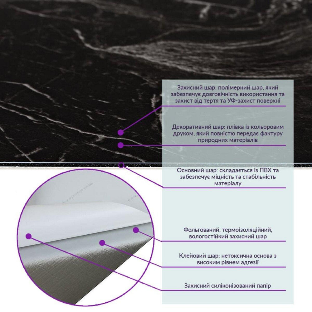 Глянцева самоклеюча вінілова плитка Київ - фото 3