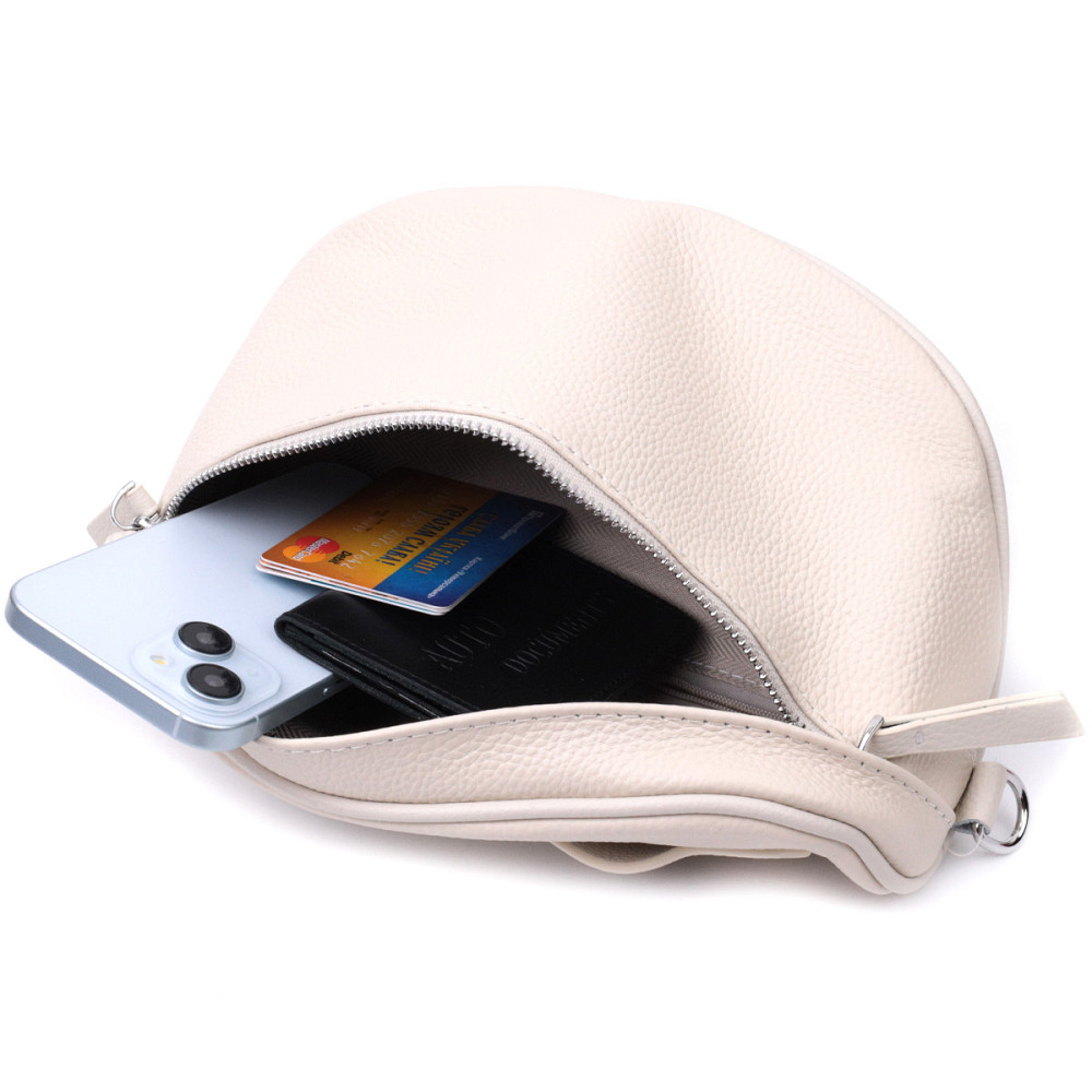 Жіноча сумка через плече в класичному кольорі з натуральної шкіри Vintage 22656 Білий Київ - фото 9