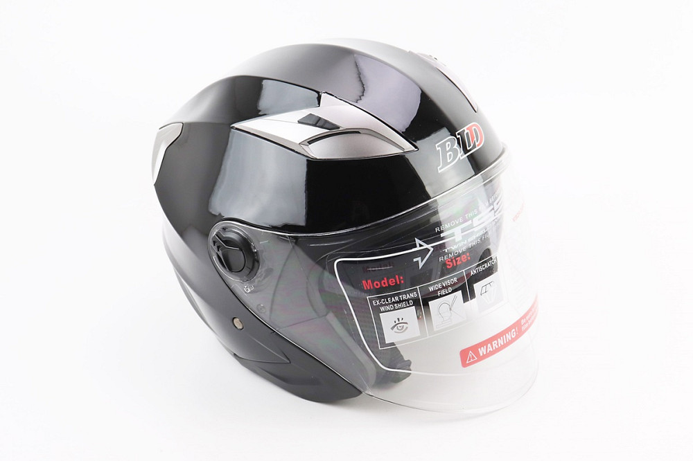 Шолом відкритий+відкидні окуляри BLD-708 М (57-58см), ЧОРНИЙ глянець Киев - изображение 1