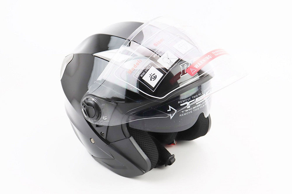 Шолом відкритий+відкидні окуляри BLD-708 М (57-58см), ЧОРНИЙ глянець Киев - изображение 2