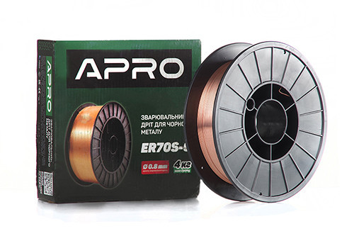 Зварювальний дріт ER70S-6 0,8 мм 4 кг п.б. APRO Рівне - фото 1