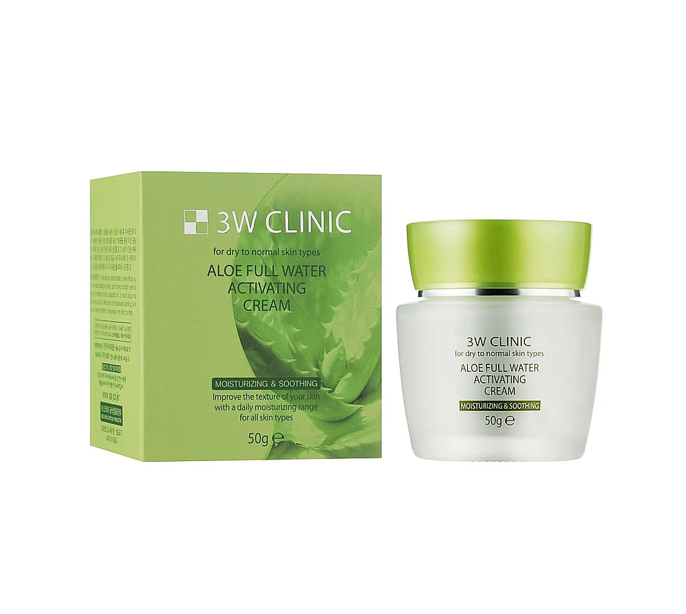 Зволожуючий крем для обличчя Алое вера Aloe Full Water Activating Cream 3W Clinic 50 мл Київ - фото 2