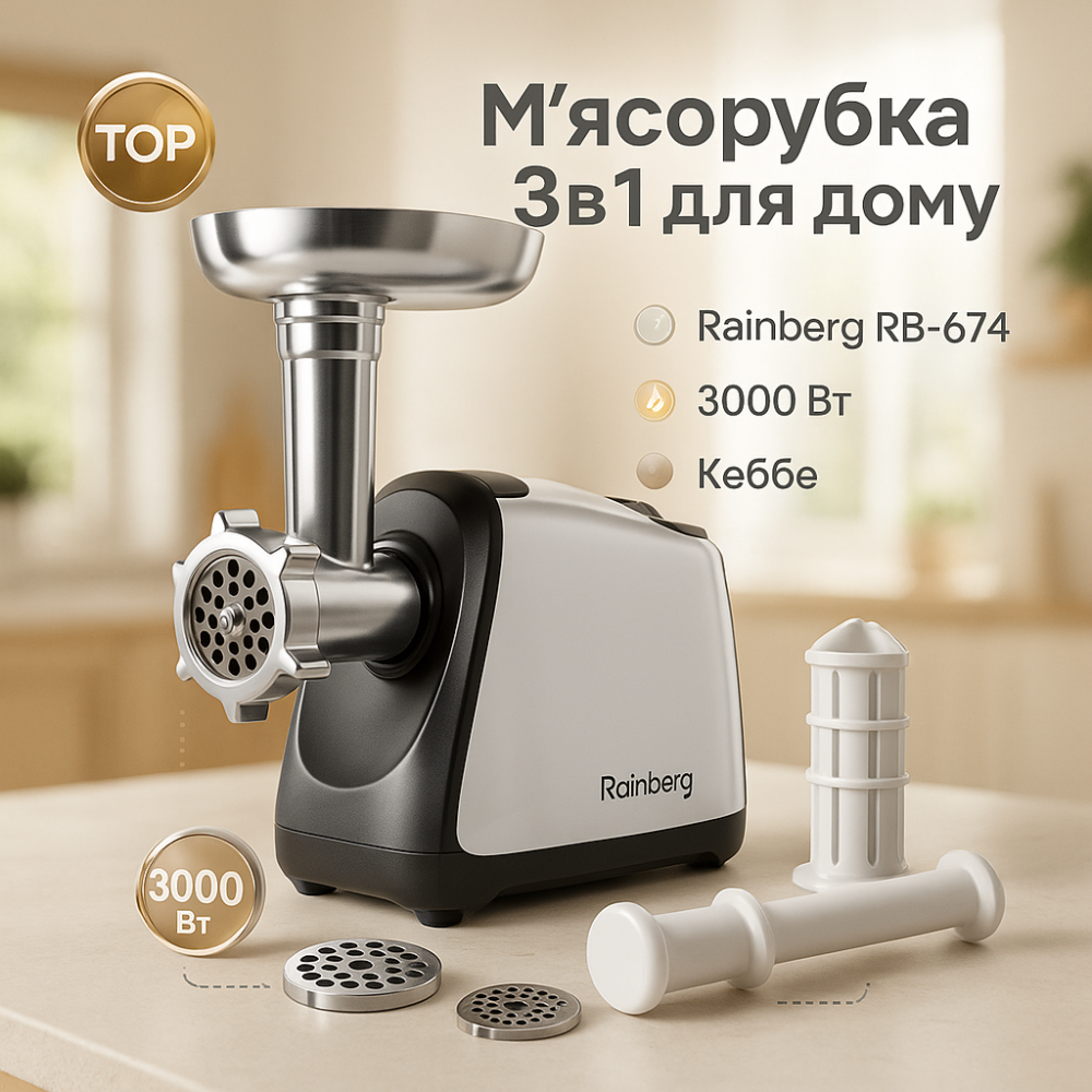 Електрична настільна м'ясорубка з насадками, Потужна м'ясорубка з насадками для ковбас AZ-51 Львів - фото 19