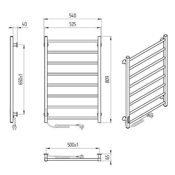 Електрична рушникосушарка Laris Зебра Альфа ЧФЧ8 500Х800 Е чорна, ліве підключення Київ