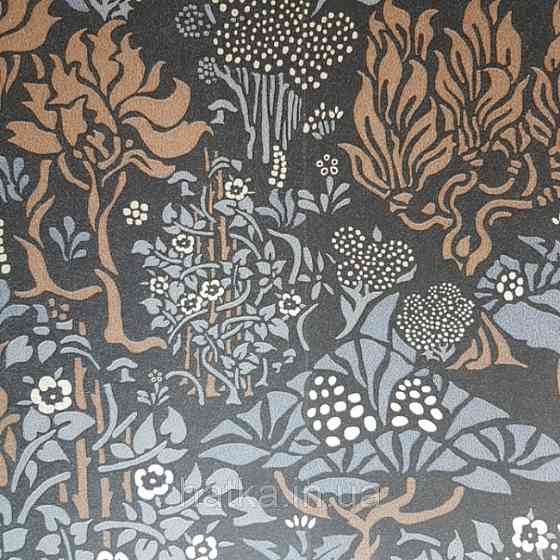 Шпалери флізелінові Decoprint екологічно чисті Daimon абстракція гілки листя чорні, коричневі, сірі срібло Київ