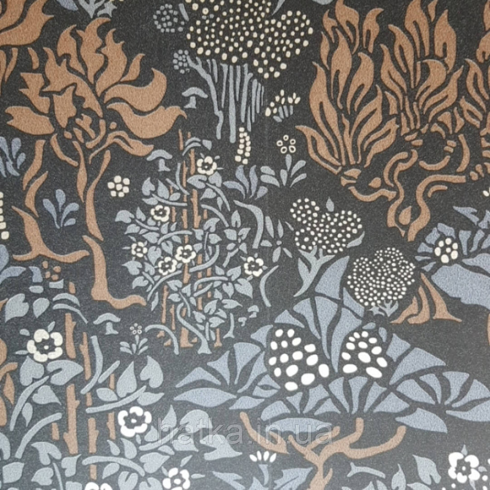 Шпалери флізелінові Decoprint екологічно чисті Daimon абстракція гілки листя чорні, коричневі, сірі срібло Київ - фото 1