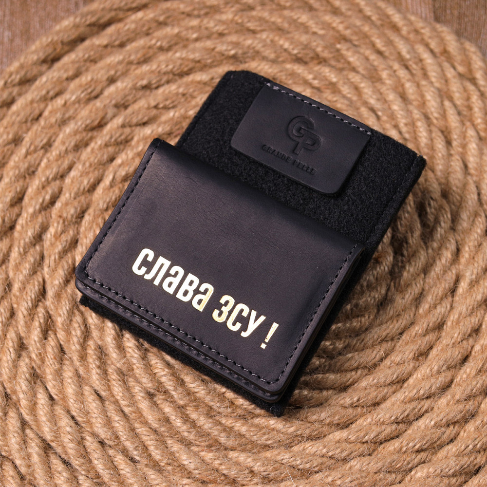 Стильная обложка на документы в винтажной коже Слава ЗСУ GRANDE PELLE 16703 Черная Киев - изображение 9