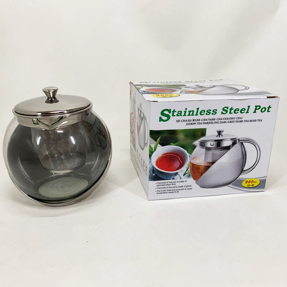 Стеклянный заварник, Удобный заварочный чайник из стекла с ситом, Заварник прозрачный LN-69 Львов - изображение 4