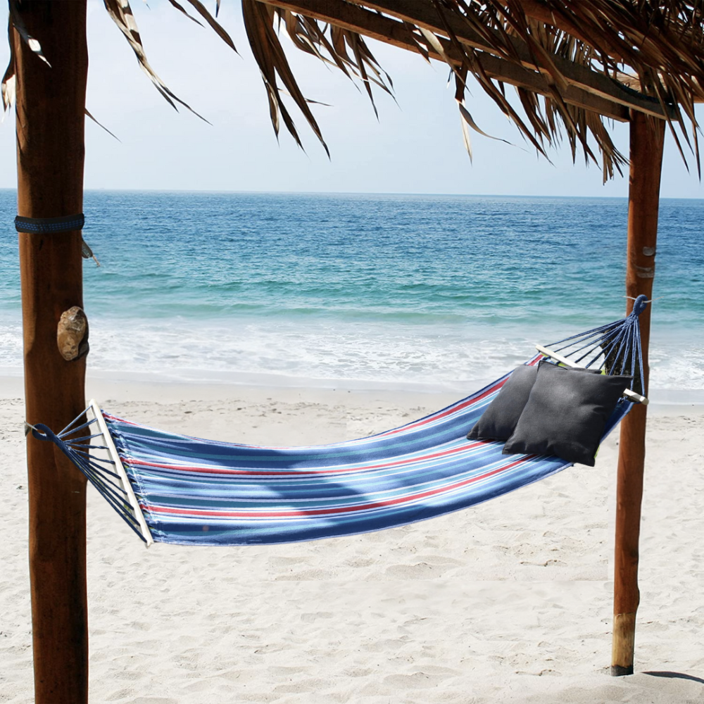 Гамак гавайський Jumi Garden тканинний з планкою синій із червоним Киев - изображение 7