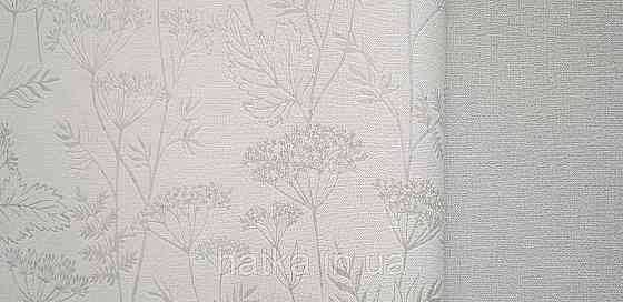 Шпалери вінілові на флізеліні Marburg Memoria 1.06х10 прованс квіти кульбабаба листя сріблясті на білому Київ