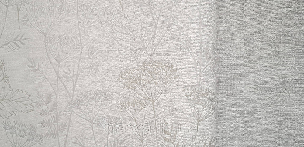 Шпалери вінілові на флізеліні Marburg Memoria 1.06х10 прованс квіти кульбабаба листя сріблясті на білому Київ - фото 4