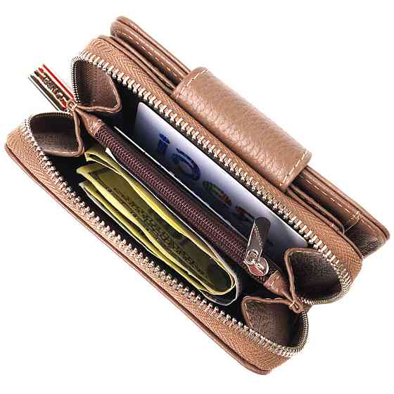 Надійне вертикальний портмоне для жінок з монетницею на блискавці з натуральної шкіри флотар CANPELLINI 21606 Бежеве Київ