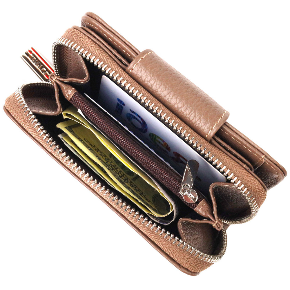 Надійне вертикальний портмоне для жінок з монетницею на блискавці з натуральної шкіри флотар CANPELLINI 21606 Бежеве Київ - фото 4