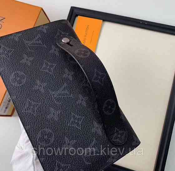 Мужской брендовый клатч барсетка LV (2012) dark grey Киев