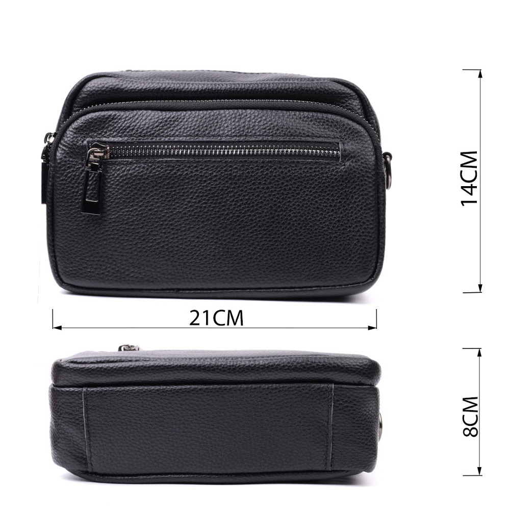 Сумка жіноча в класичному кольорі з накладною кишенею з натуральної шкіри Vintage 22640 Чорна Київ - фото 3