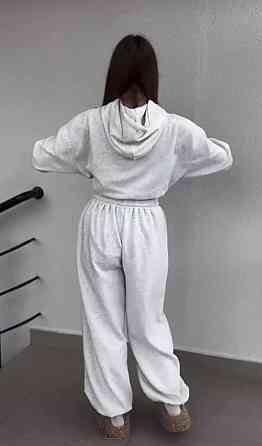 Женский прогулочный оверсайз костюм тройка: кофта топ и брюки двунить + микродайвинг Одесса