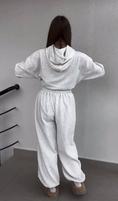 Женский прогулочный оверсайз костюм тройка: кофта топ и брюки двунить + микродайвинг Одесса - изображение 2