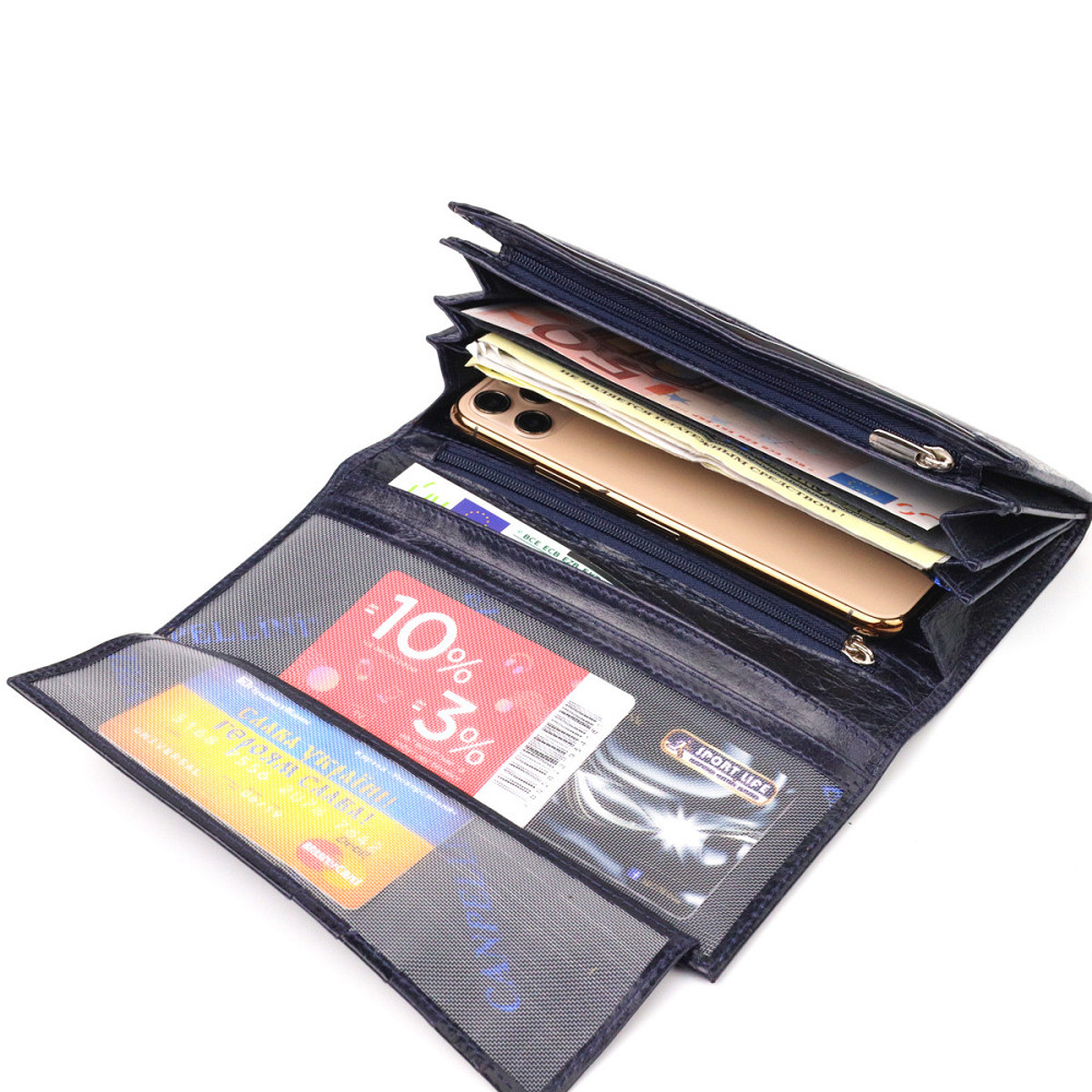 Портмоне для женщин с монетницей из натуральной кожи CANPELLINI 21533 Синее Киев - изображение 7