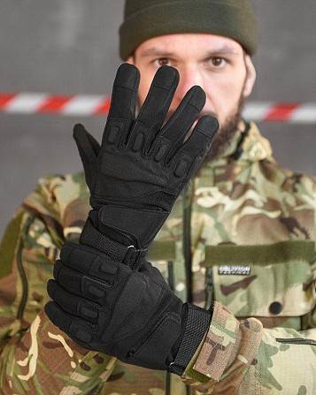 Перчатки тактичні чоловічі чорний зі вставками на липучці класні Одеса - фото 1