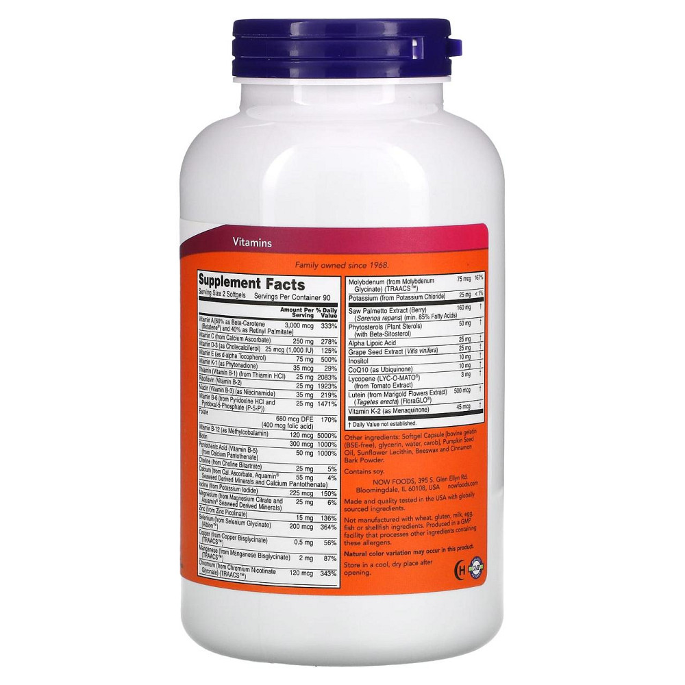 Комплекс витаминов и минералов для мужчин NOW Foods ADAM 180 капсул Киев - изображение 4