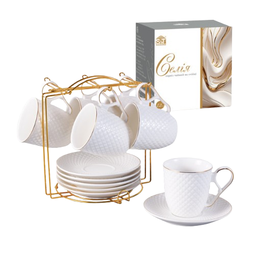 Сервіз чайний Селія 12 предметів (ч.200мл/блюдце d14см) на стійці S&T
    
            
                Сервіз чайний Селія 12 предметів (ч.200мл/ Житомир