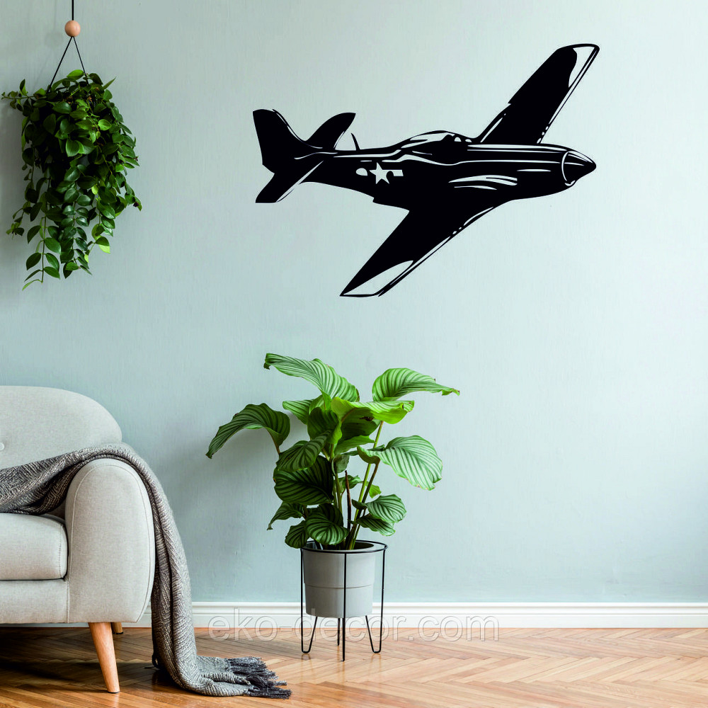 Декоративное настенное Панно «Самолет», Декор на стену 90*65 см, Черный, Ручная работа Киев - изображение 2