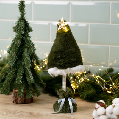 Новогодняя фигурка Novogod`ko Елка зеленая, меховая, 37см, LED (974630) Винница - изображение 2