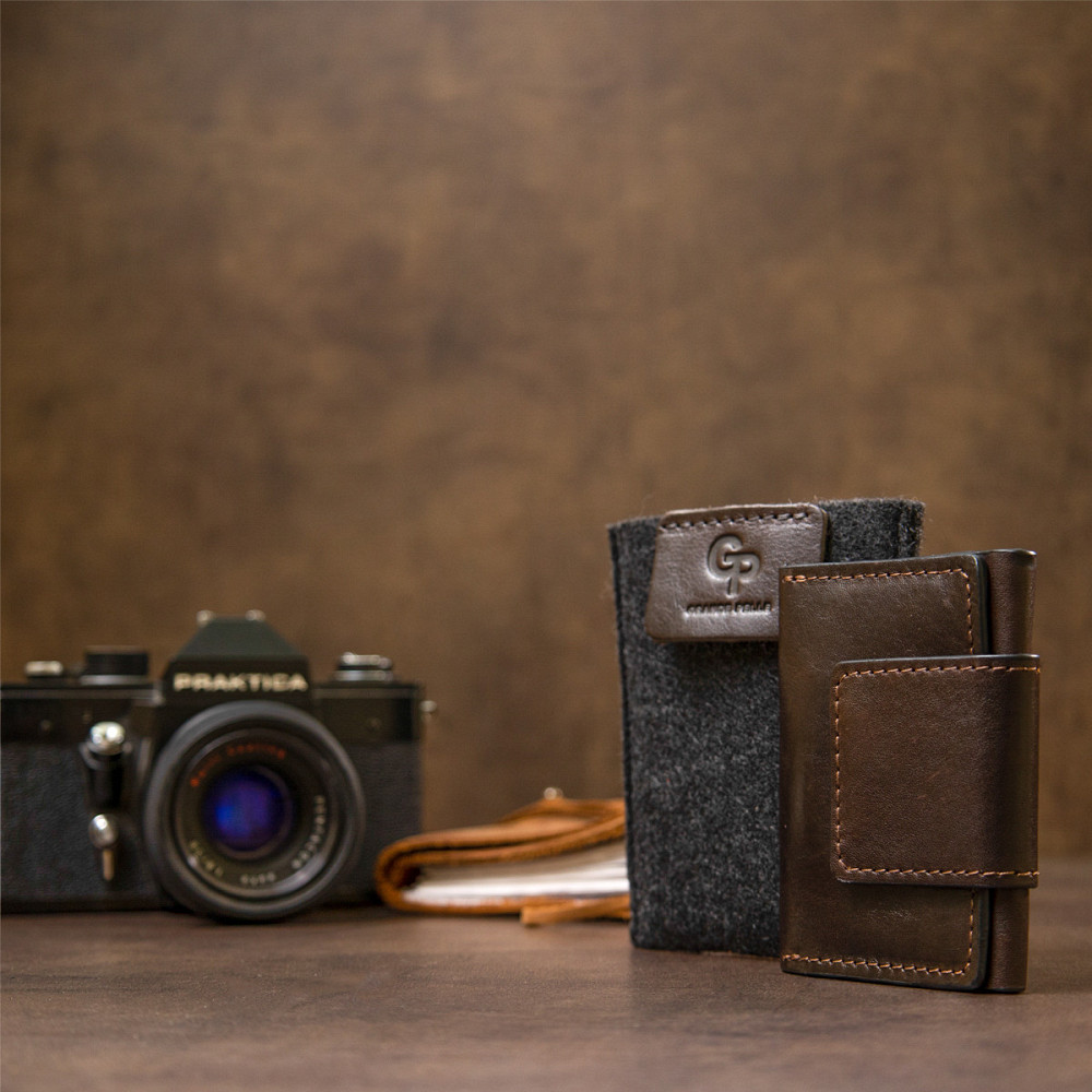 Шкіряна візитниця Темно-коричневий (GRANDE PELLE) Київ - фото 4