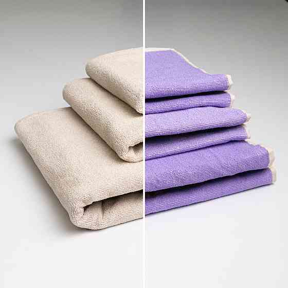 Набір махрових рушників двосторонніх Лаванда 3шт GM Textile 40х70см, 50х90см, 70х140см 400г / м2 (Лавандовий Бежевий) Суми