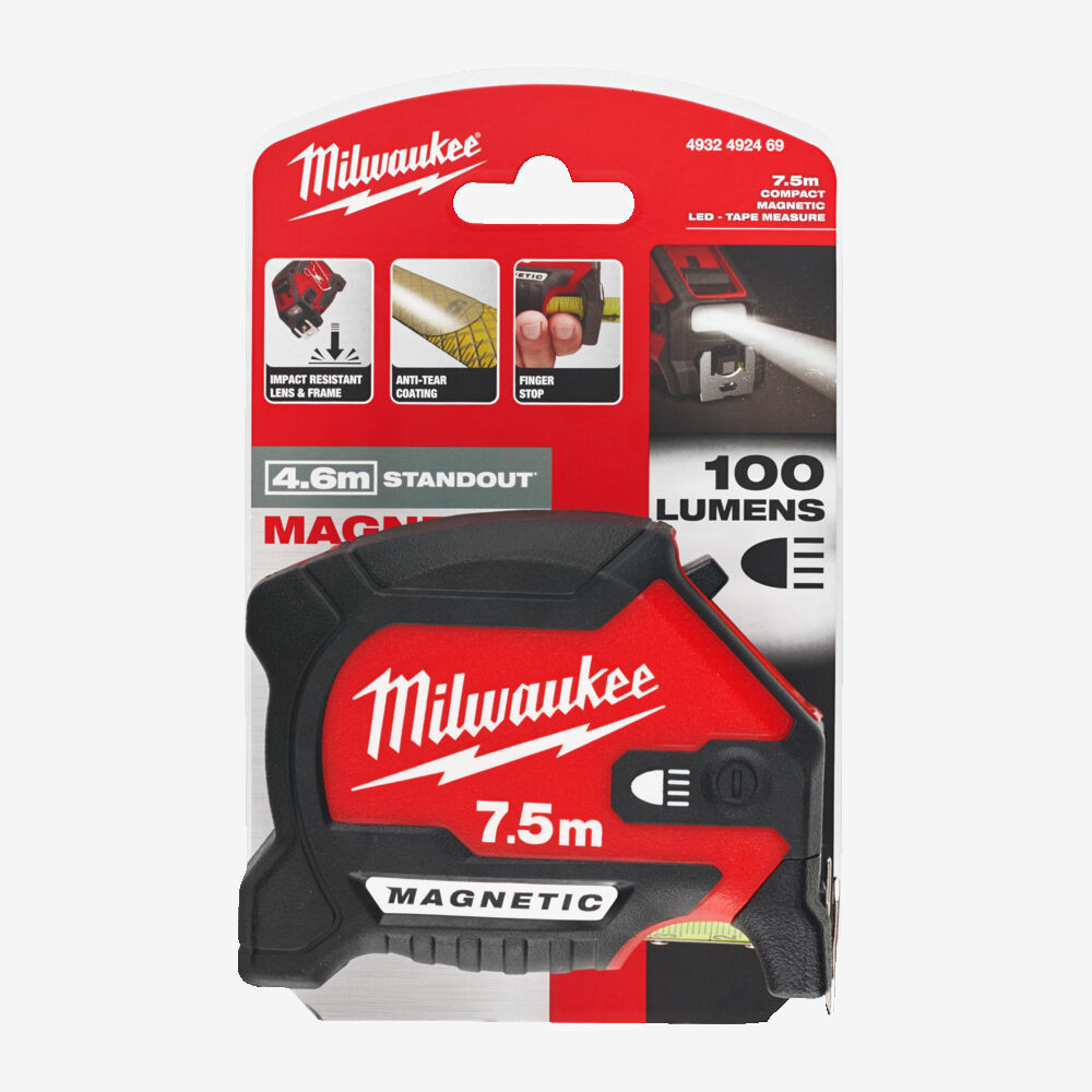 Рулетка магнитная метрическая MILWAUKEE с LED подсветкой, 7,5м, (30мм) Одесса - изображение 4