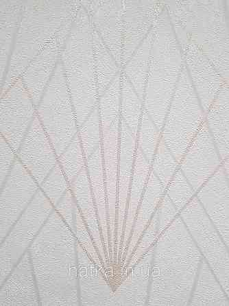 Шпалери вінілові на флізеліні Sintra Simmetria геометрія фігури смуги молочне золото срібло 524404 Київ