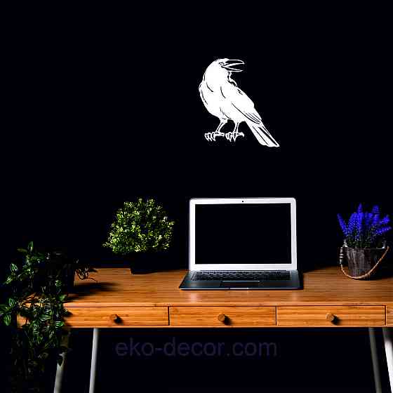 Декоративное настенное Панно «Ворон» Декор на стену 50*45 см, Белый Киев