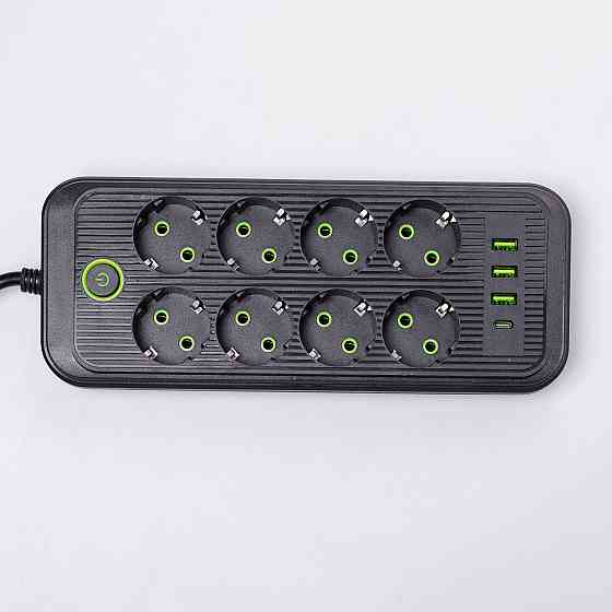 Yiwu Мережевий фільтр 2.8 м подовжувач на 8 розеток з 3 USB 1 Type-C та кнопкою відключення F20 Коломия