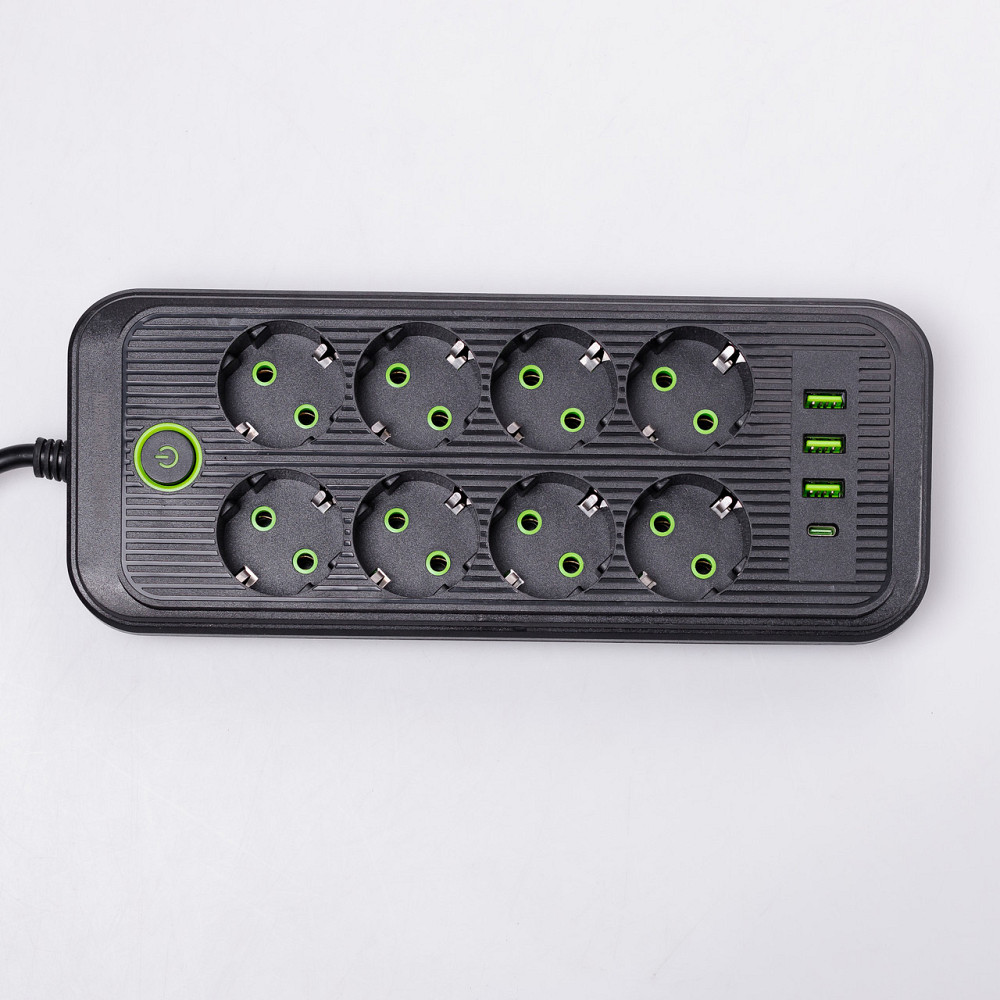 Yiwu Мережевий фільтр 2.8 м подовжувач на 8 розеток з 3 USB 1 Type-C та кнопкою відключення F20 Коломия - фото 3