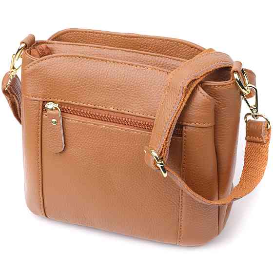 Практичная женская сумка на три отделения из натуральной кожи sale_15123 Vintage Рыжий Киев