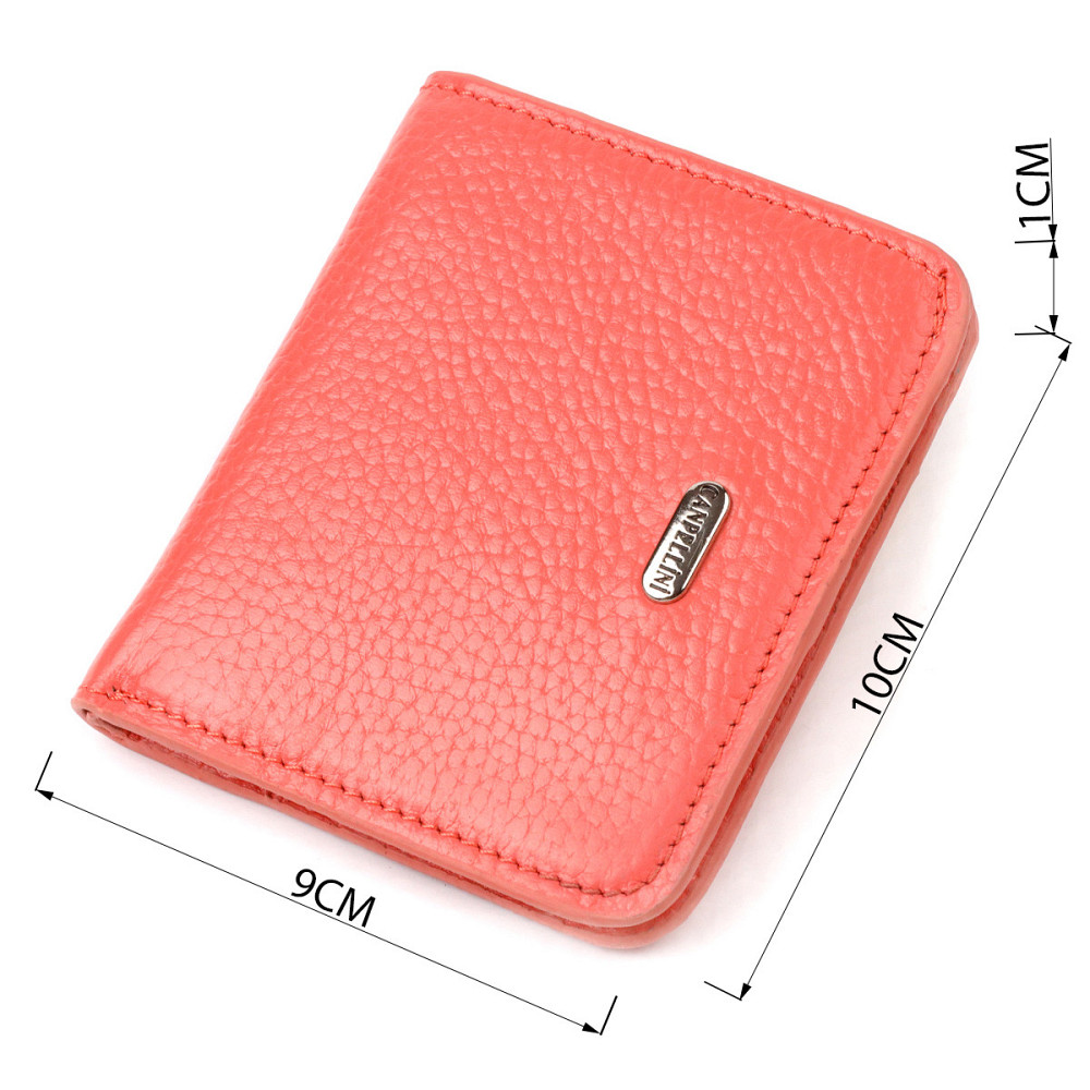 Маленький жіночий гаманець із натуральної шкіри флотар CANPELLINI 21794 Кораловий Київ - фото 3