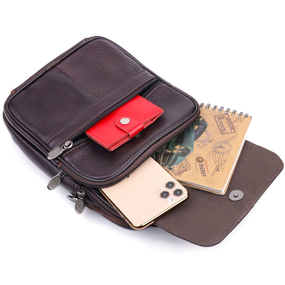 Якісний чоловічий месенджер з натуральної шкіри Vintage 21304 Коричневий Київ - фото 8