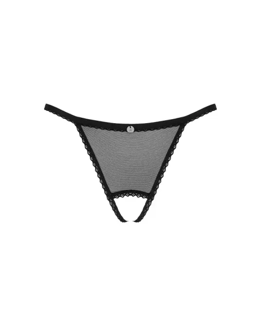 Прозорі стрінги з доступом Obsessive Celia Noir crotchless thong XL/2XL Львів - фото 5