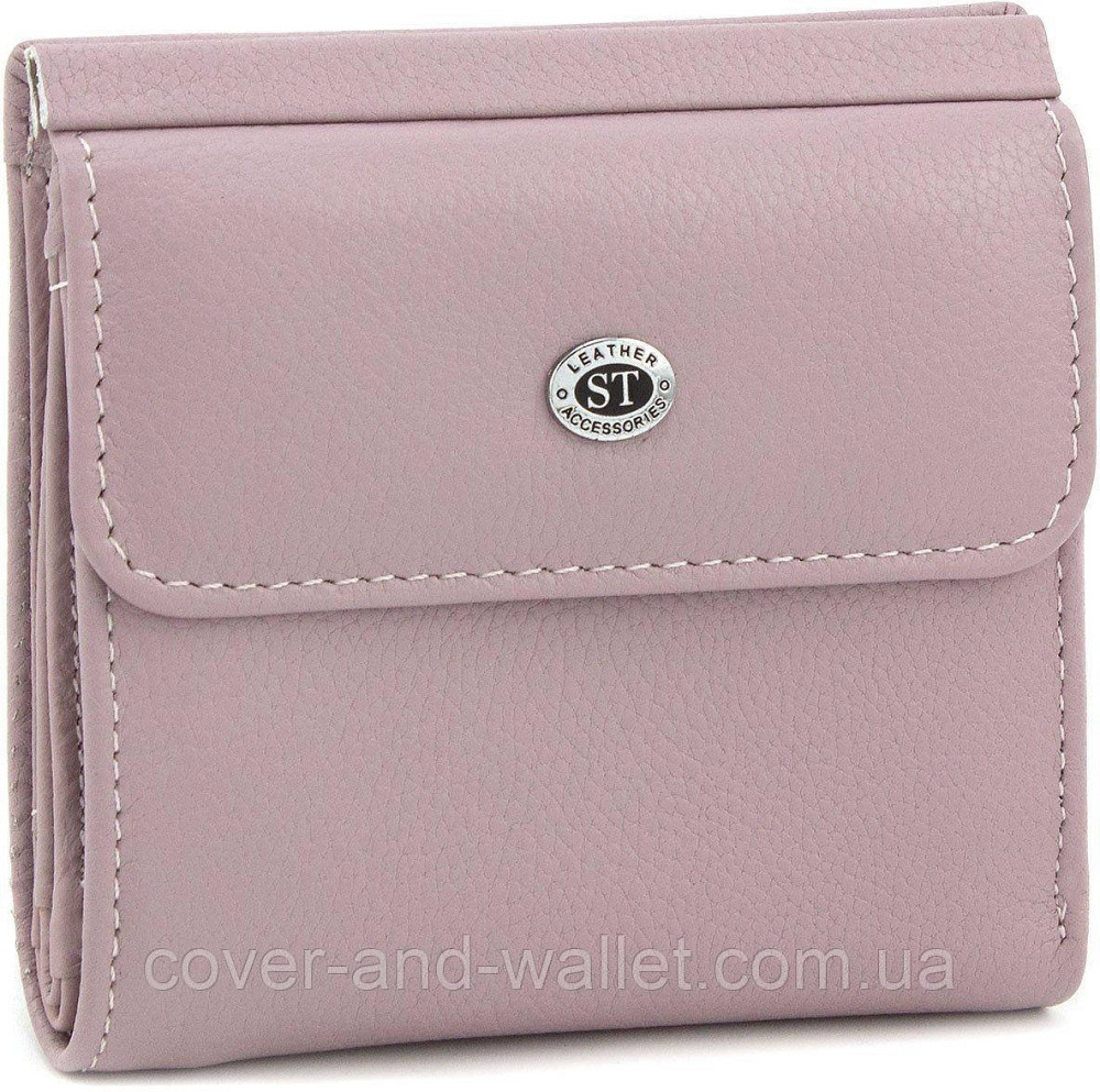 Темно-рожевий шкіряний жіночий гаманець маленького розміру на магніті ST 209 Київ - фото 1
