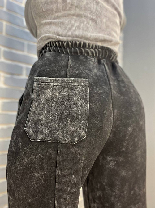 Штани жіночі Joy one 9066 варені широкі палаццо зі швом по центру та кишенями темно сірі, темно-сіри Одеса - фото 9