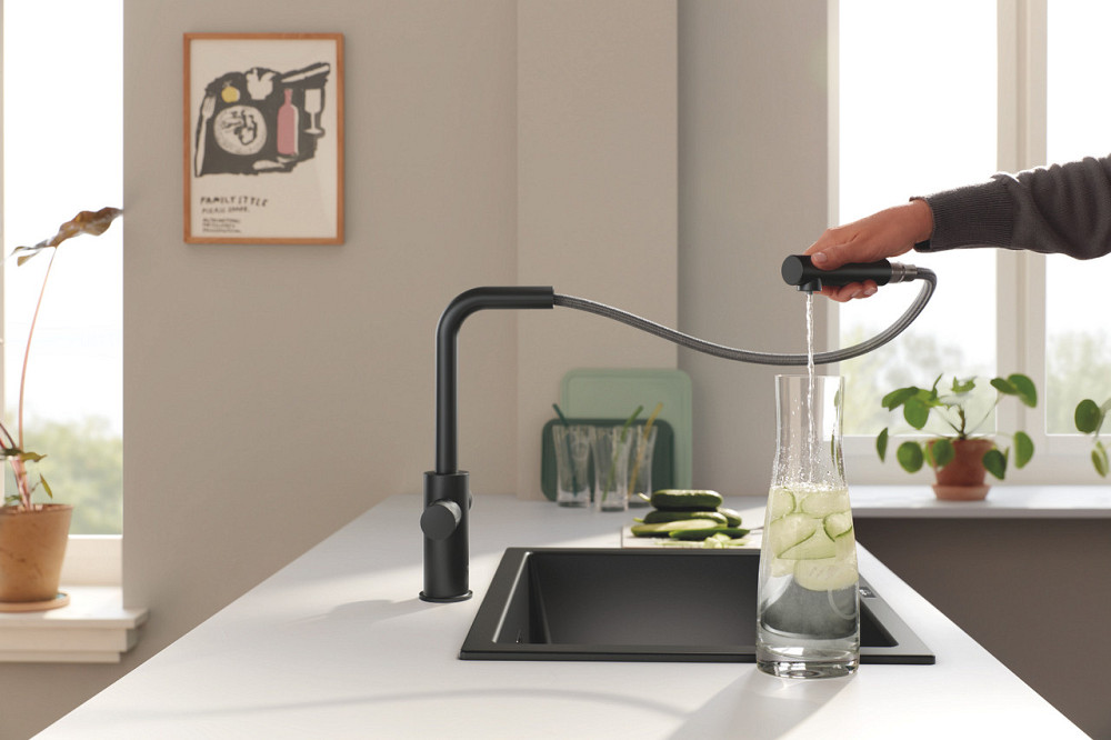 Кухонний змішувач із підключенням до фільтра Grohe Blue Pure Minta чорний (30590KF0) Чернівці - фото 8