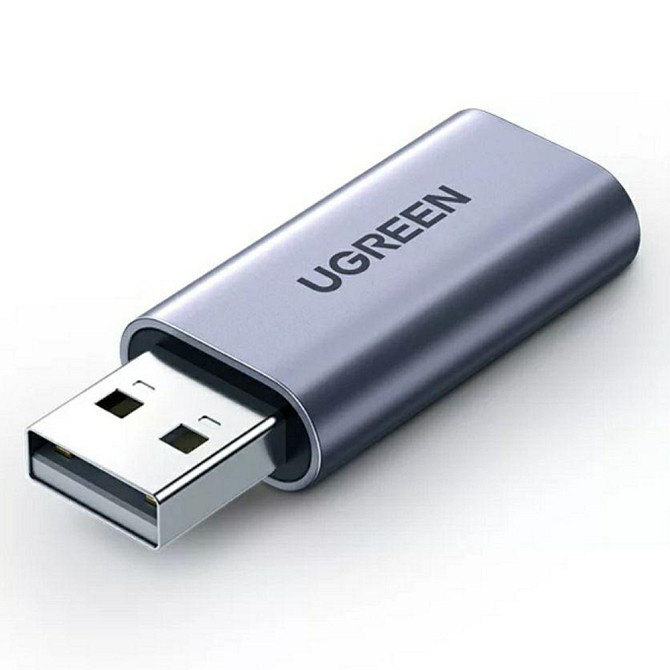 Зовнішня звукова карта USB 2.0 to 3.5m Аудіоптер TRS стерео OMTP/CTIA UGREN CM383 (Сіра) Николаев - изображение 2