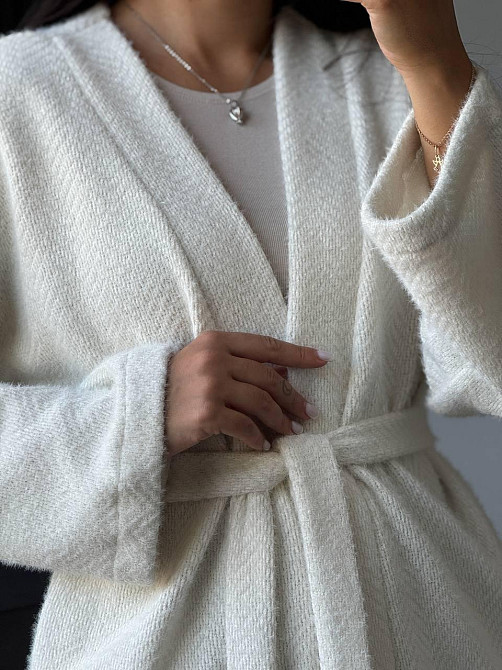 Жіночий теплий модний кардиган альпака Білий, 46/48 Одеса - фото 4