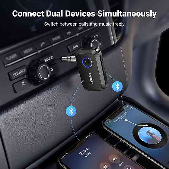 Bluetooth 5.3 приймач UGreen CM596 з AUX-виходом, мікрофоном для автомагнітол, дом.театров 90748 Николаев