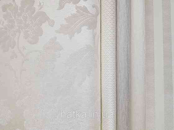 Шпалери вінілові на флізеліні Rasch Trianon Xlll 0.53х10 класика під текстиль гобелен квіти листя білі Київ