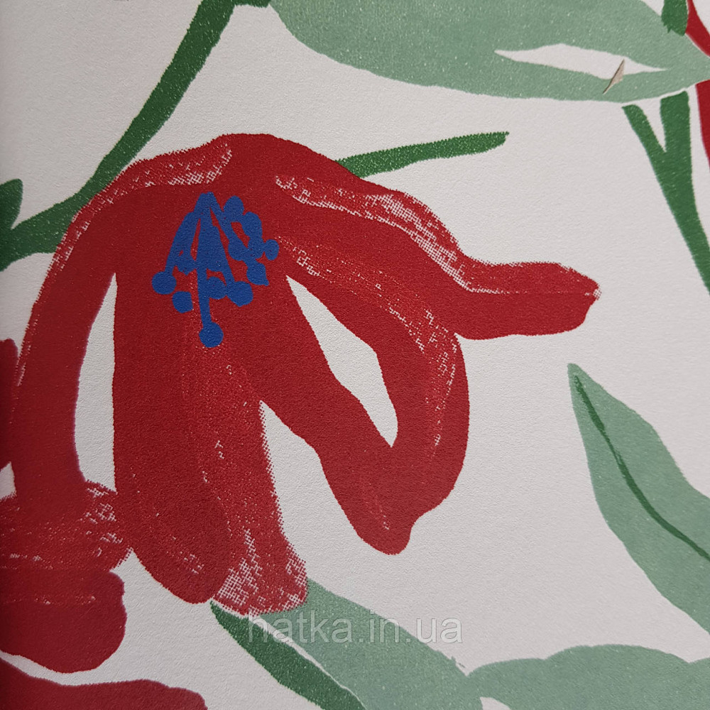 Шпалери флізелінові еко Khroma Zoom Goja 0.53х10.05 м квіти ніжні червоні зелені на білому Київ - фото 4