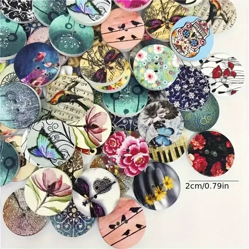 Набір дерев’яних ґудзиків 50 шт – різні розміри й кольори для шиття та декору Київ - фото 6