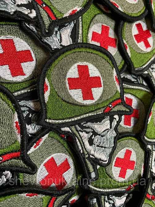 Шеврон Медицинский череп (Форма контурная. На липучке) Размер 9x7см Киев - изображение 3