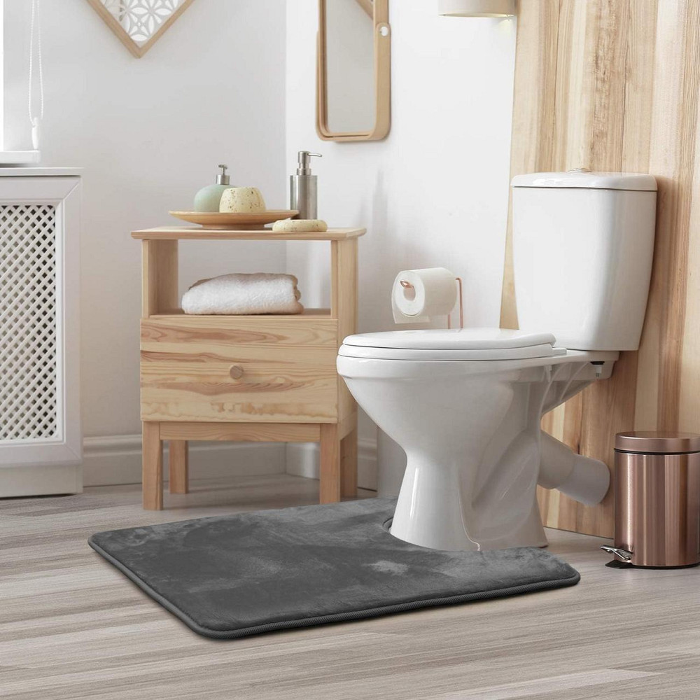 Антиковзкий М'який килимок для ванної та туалету Aquarius з ефектом пам'яті U-подібний контурний 50 х 50 см Графіт Гладкий Буча - фото 1