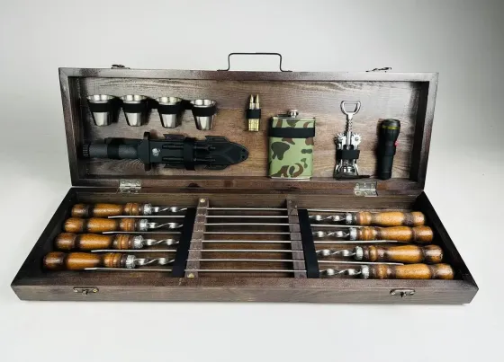 Набори шампурів, Набір шампурів у кейсі "Мілітарі" Шампури, вертіла Тернопіль